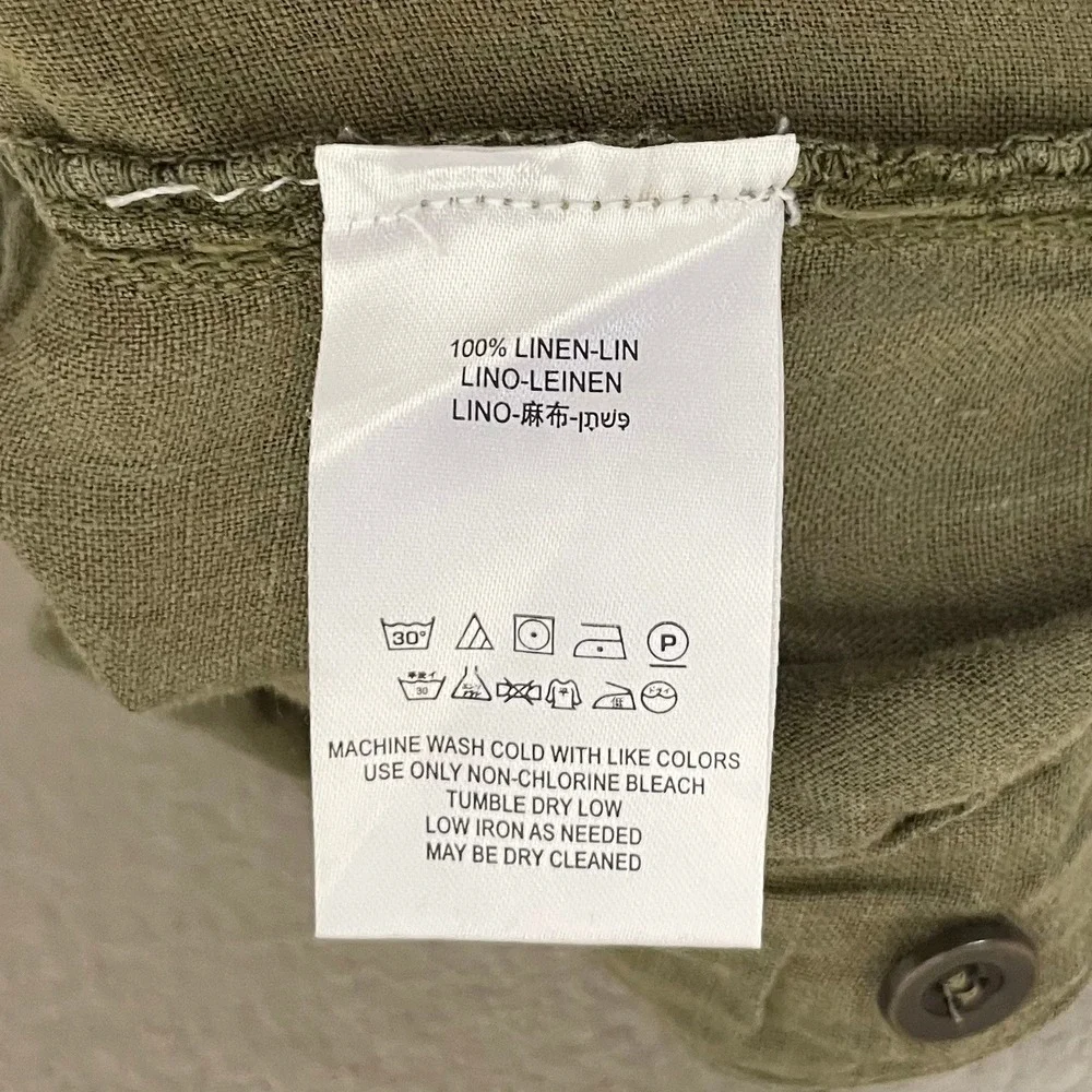 Free People Pants Womens Size 2 Green 100% Linen Boho Paisley Floral Cropped - Picture 9 of 10